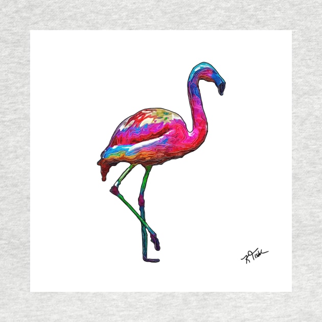 One Step At A Time Abstract Flamingo by KirtTisdale